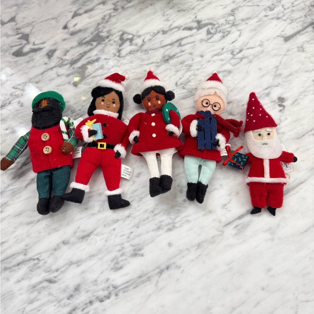 NWT Christmas Santa Felt People Ornaments - Set of 5